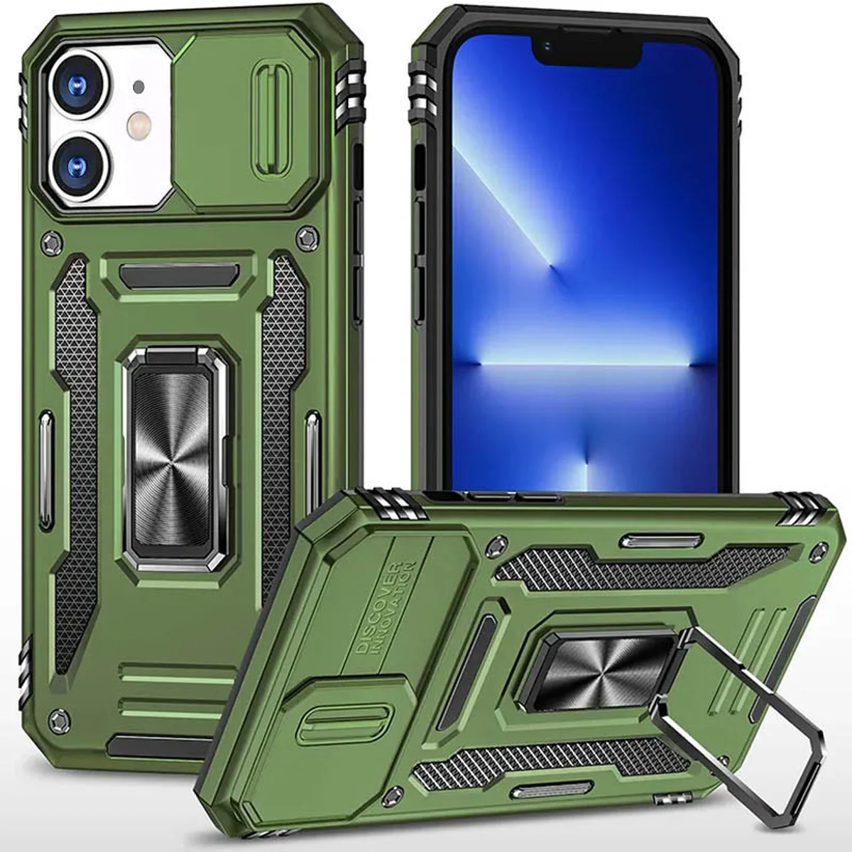 Ударопрочный чехол Camshield Army Ring для Apple iPhone 11 (6.1") Оливковый / Army Green
