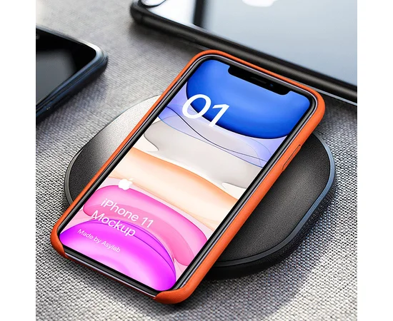 Кожаный чехол AHIMSA PU Leather Case (A) для Apple iPhone 11 (6.1") Оранжевый