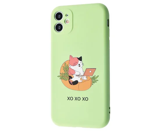TPU чехол WAVE Fancy для Apple iPhone 11 (6.1") Freelance cat / Mint gum