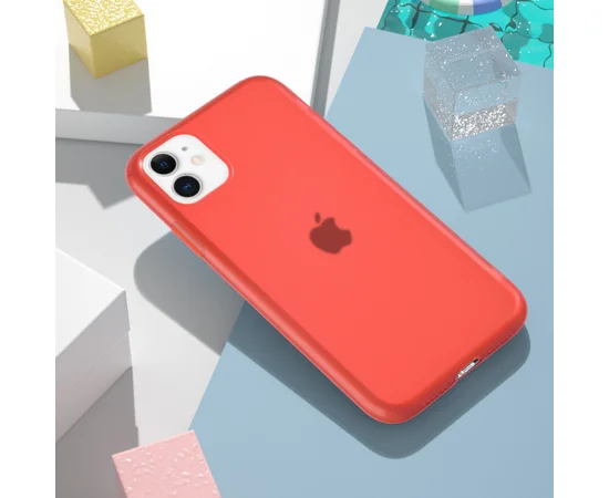 Силиконовый матовый полупрозрачный чехол для Apple iPhone 11 (6.1") Красный / Red