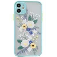 TPU+PC чехол Picture Color Buttons full camera для Apple iPhone 11 (6.1") Бирюзовый / Цветы