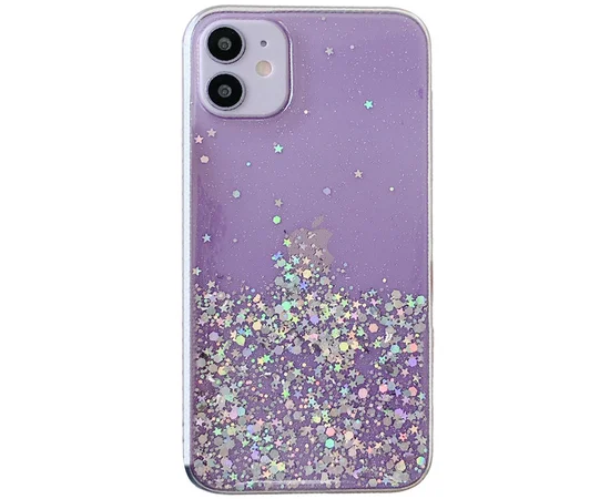 TPU чехол Star Glitter для Apple iPhone 11 (6.1") Прозрачный / Сиреневый