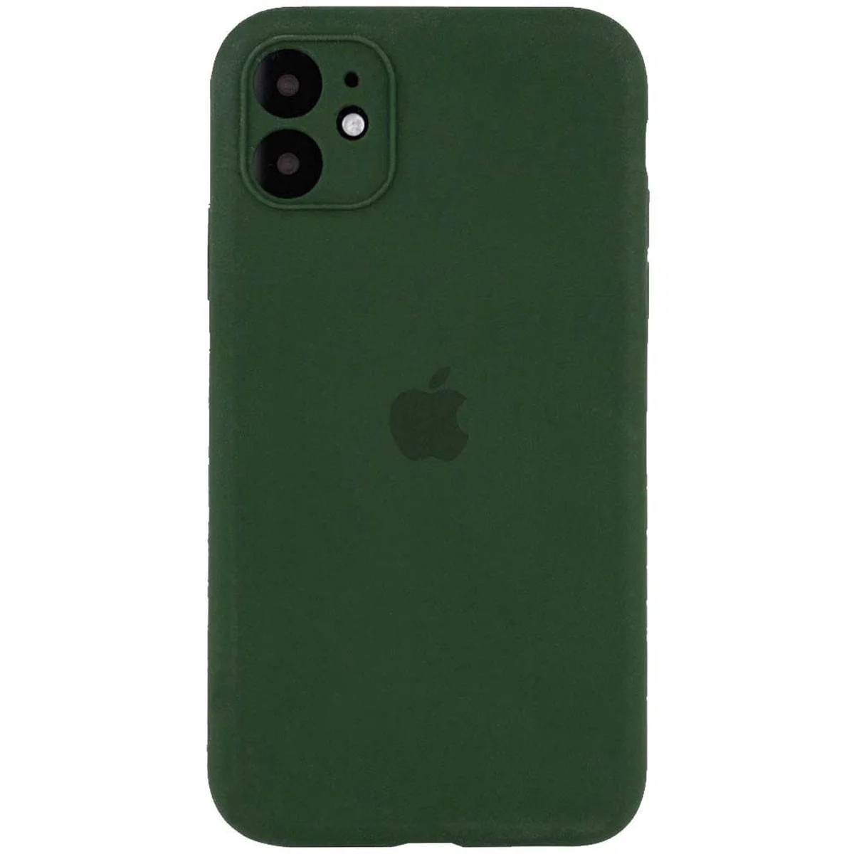 Чехол Silicone Case Square Full Camera Protective (AA) для Apple iPhone 11 (6.1") Зеленый / Dark green