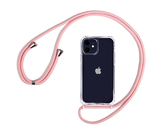 Чехол TPU Crossbody Transparent для Apple iPhone 11 (6.1") Розовый