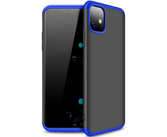 Пластиковая накладка GKK LikGus 360 градусов (opp) для Apple iPhone 11 (6.1") Черный / Синий