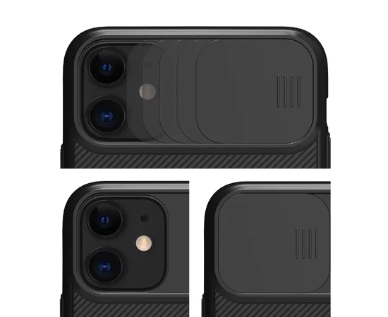 Карбоновая накладка Nillkin Camshield (шторка на камеру) для Apple iPhone 11 (6.1") Черный / Black