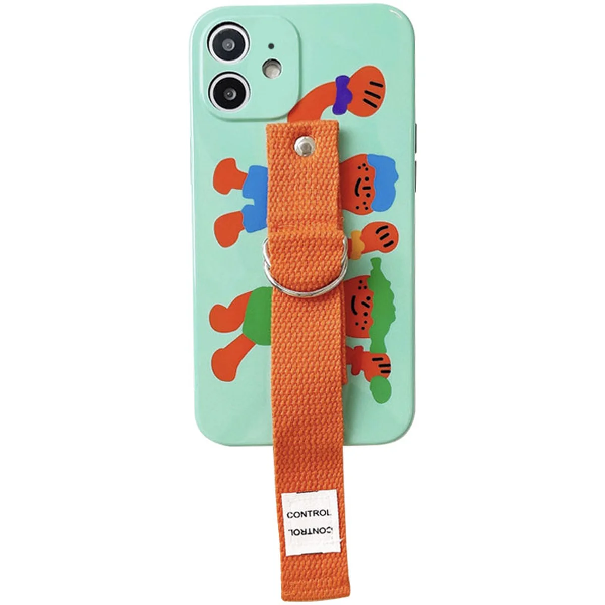 Чехол Funny Holder с цветным ремешком для Apple iPhone 11 (6.1") Зеленый / Оранжевый