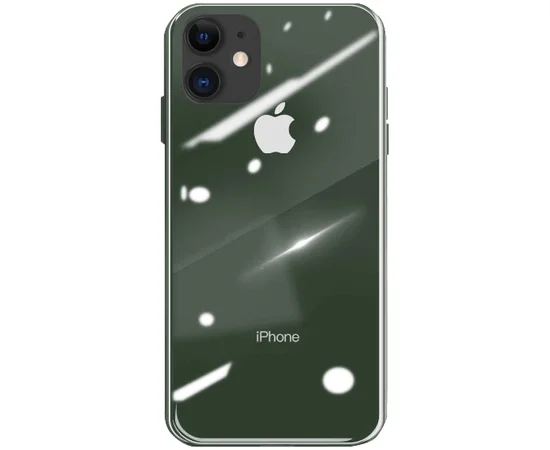 TPU+Glass чехол GLOSSY Logo series для Apple iPhone 11 (6.1") Зеленый / Pine green