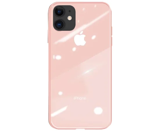 TPU+Glass чехол GLOSSY Logo series для Apple iPhone 11 (6.1") Rose Gold