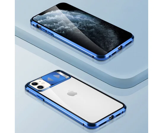 Чехол Camshield 360 Metall+Glass со шторкой для камеры для Apple iPhone 11 (6.1") Синий