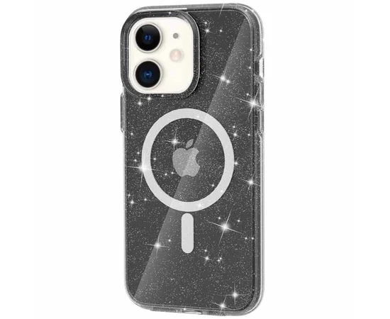 Чехол TPU Galaxy Sparkle (MagFit) для Apple iPhone 11 (6.1") Black+Glitter