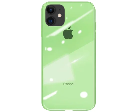 TPU+Glass чехол GLOSSY Logo series для Apple iPhone 11 (6.1") Салатовый / Light green