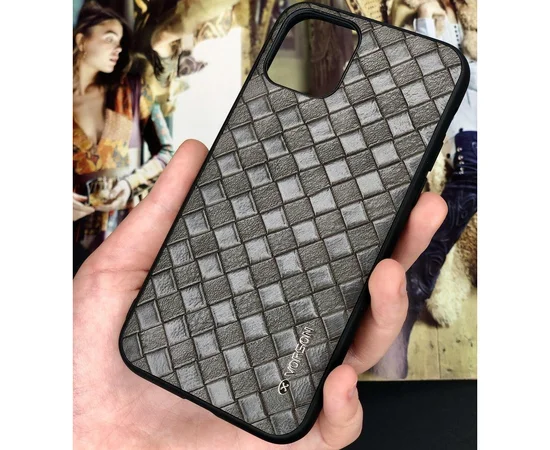Кожаная накладка VORSON Braided leather series для Apple iPhone 11 (6.1") Серый