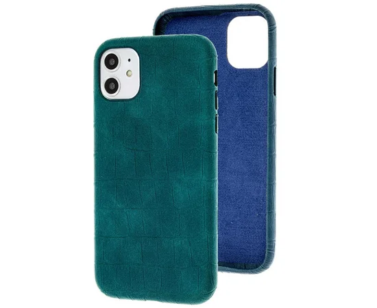 Кожаный чехол Croco Leather для Apple iPhone 11 (6.1") Green