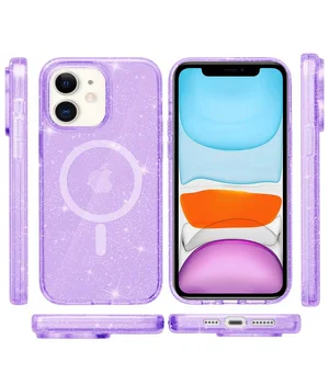 Чохол TPU Galaxy Sparkle (MagFit) для Apple iPhone 11 (6.1") Purple+Glitter