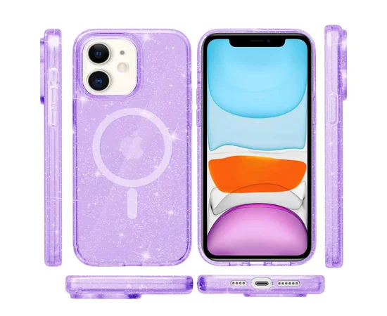 Чохол TPU Galaxy Sparkle (MagFit) для Apple iPhone 11 (6.1") Purple+Glitter