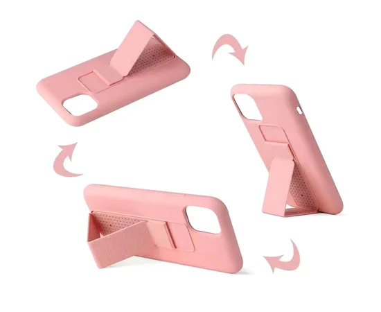 Чехол Silicone Case Hand Holder для Apple iPhone 11 (6.1") Розовый / Pink