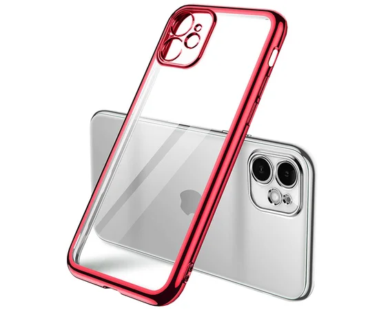 Прозрачный силиконовый чехол с глянцевой окантовкой Full Camera для Apple iPhone 11 (6.1") Красный