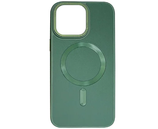 Кожаный чехол Bonbon Leather Metal Style with MagSafe для Apple iPhone 11 (6.1") Зеленый / Pine green