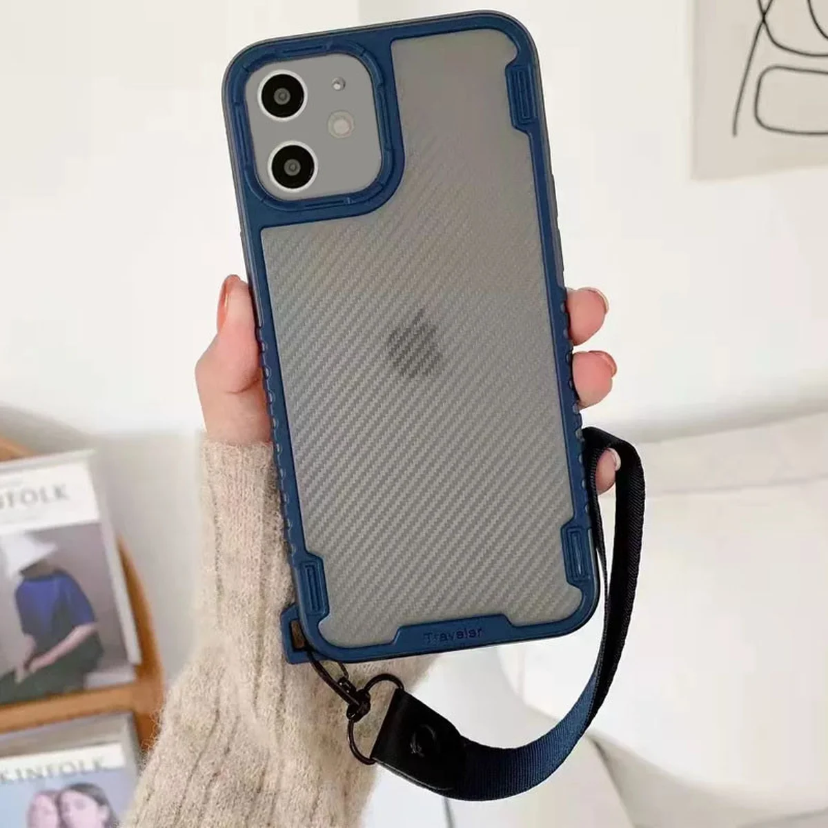 Чехол TPU+PC TRAVEL Carbon для Apple iPhone 11 (6.1") Синий