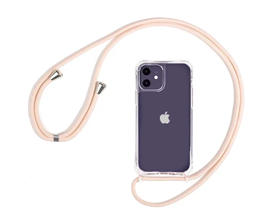 Чехол TPU Crossbody Transparent для Apple iPhone 11 (6.1") Пудровый