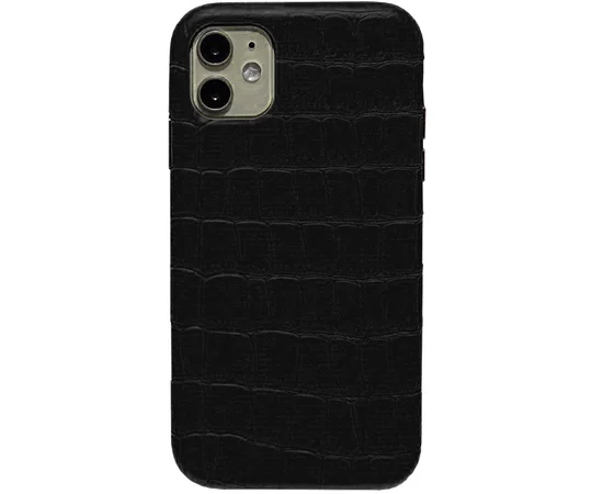 Кожаный чехол Croco Leather для Apple iPhone 11 (6.1") Black
