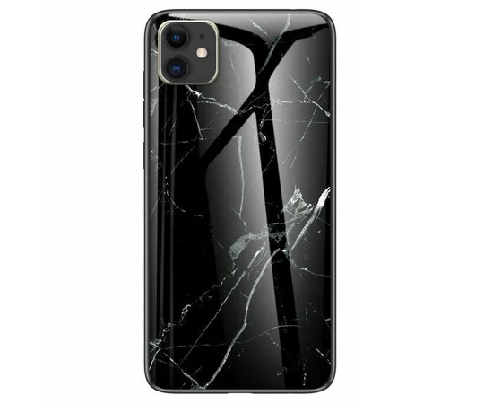 TPU+Glass чехол Luxury Marble для Apple iPhone 11 (6.1") Черный