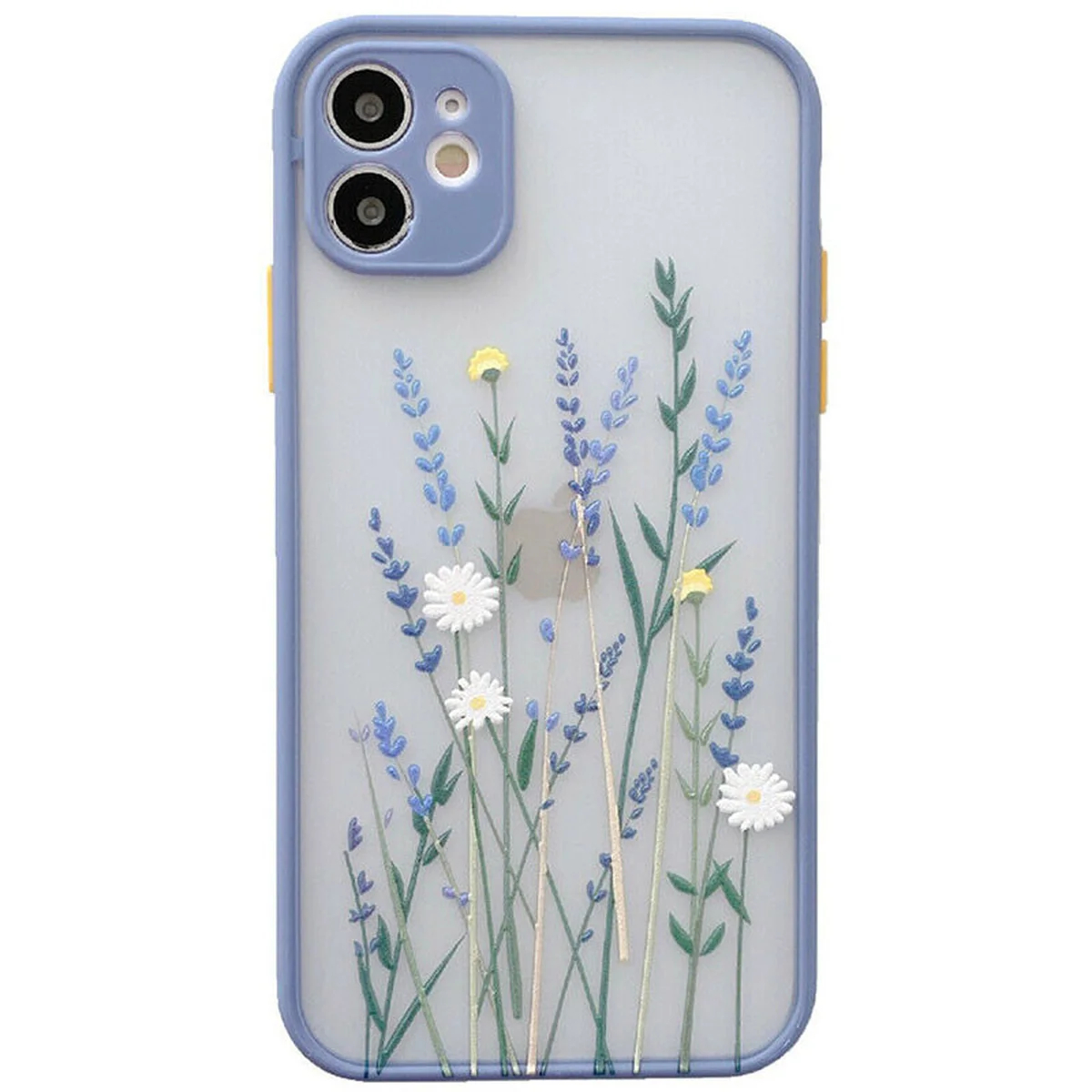 TPU + PC чохол Picture Color Buttons full camera для Apple iPhone 11 (6.1 ") Lavender Grey / Квіти