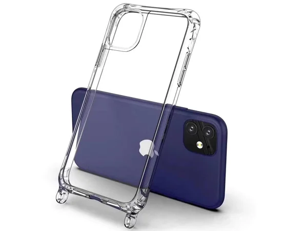 Чехол TPU Crossbody Transparent для Apple iPhone 11 (6.1") Бледно-коричневый
