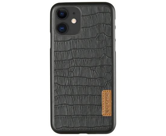 Кожаная накладка G-Case Crocodile Dark series для Apple iPhone 11 (6.1") Черный