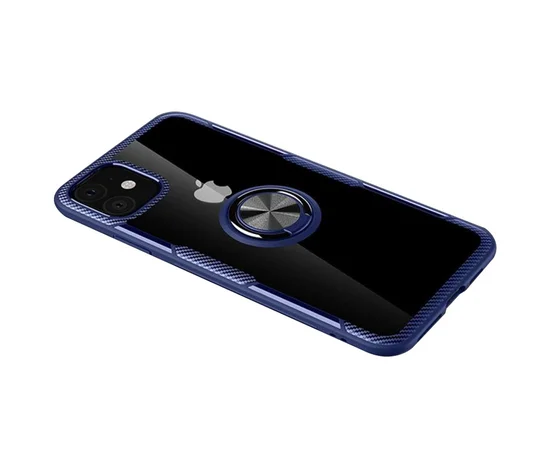TPU+PC чехол Deen CrystalRing for Magnet (opp) для Apple iPhone 11 (6.1") Бесцветный / Синий