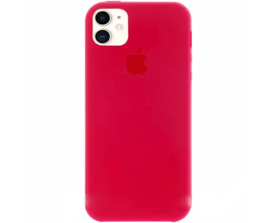 Чехол Silicone case (A) (с закрытым низом) для Apple iPhone 11 (6.1") Розовый  / Rose red