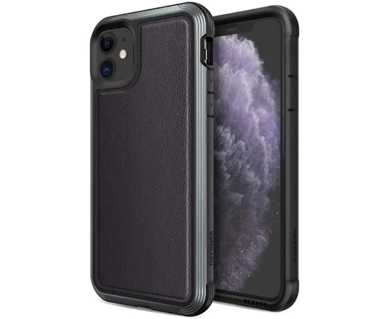 Чехол Defense Lux Series (TPU+Metal+Leather) для Apple iPhone 11 (6.1") Черный
