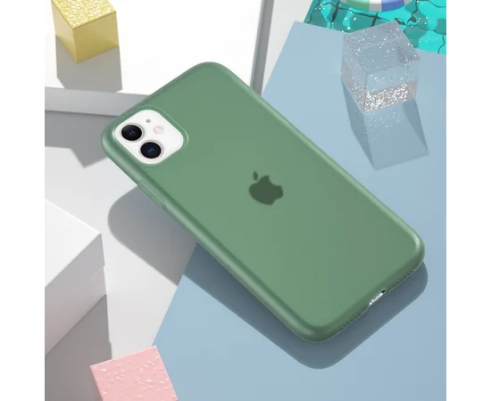 Силиконовый матовый полупрозрачный чехол для Apple iPhone 11 (6.1") Зеленый / Pine green