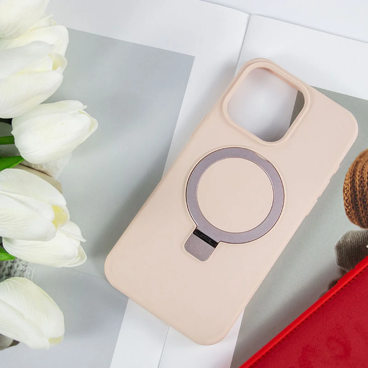 Чехол Silicone Case Full Protective NO LOGO with Ring для Apple iPhone 11 (6.1") Pink