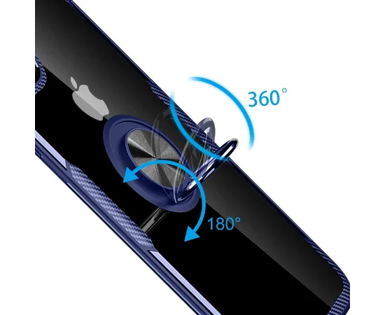 TPU+PC чехол Deen CrystalRing под магнитный держатель для Apple iPhone 11 (6.1") Бесцветный / Синий