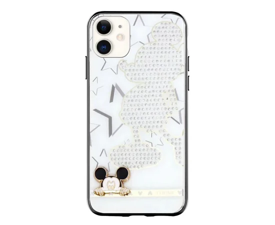 TPU+Glass чехол TYBOMB Dimond Brand для Apple iPhone 11 (6.1") Белый/Микки Маус