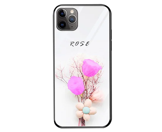 TPU+Glass чехол светящийся в темноте для Apple iPhone 11 (6.1") Rose /Белый