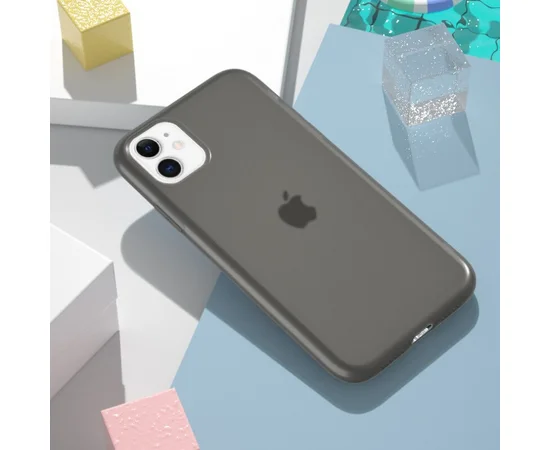 Силиконовый матовый полупрозрачный чехол для Apple iPhone 11 (6.1") Черный / Black