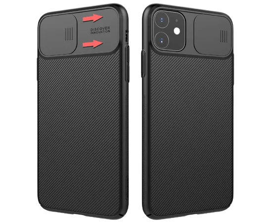 Карбоновая накладка Nillkin Camshield (шторка на камеру) для Apple iPhone 11 (6.1") Черный / Black