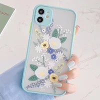 TPU+PC чехол Picture Color Buttons full camera для Apple iPhone 11 (6.1") Бирюзовый / Цветы