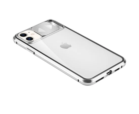Чехол Camshield 360 Metall+Glass со шторкой для камеры для Apple iPhone 11 (6.1") Серебряный