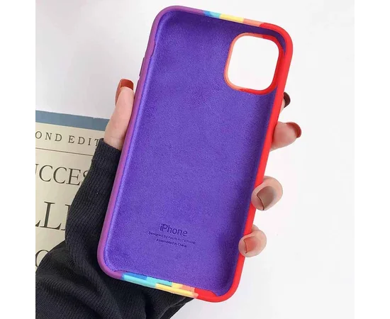 Чехол Silicone case Full Rainbow для Apple iPhone 11 (6.1") Красный / Фиолетовый