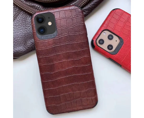 Кожаная накладка Epic Vivi Crocodile series для Apple iPhone 11 (6.1") Темно-коричневый