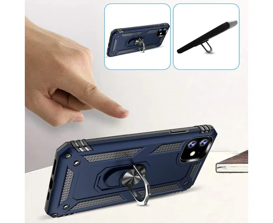 Ударопрочный чехол Serge Ring магнитный держатель для Apple iPhone 11 (6.1") Темно-синий