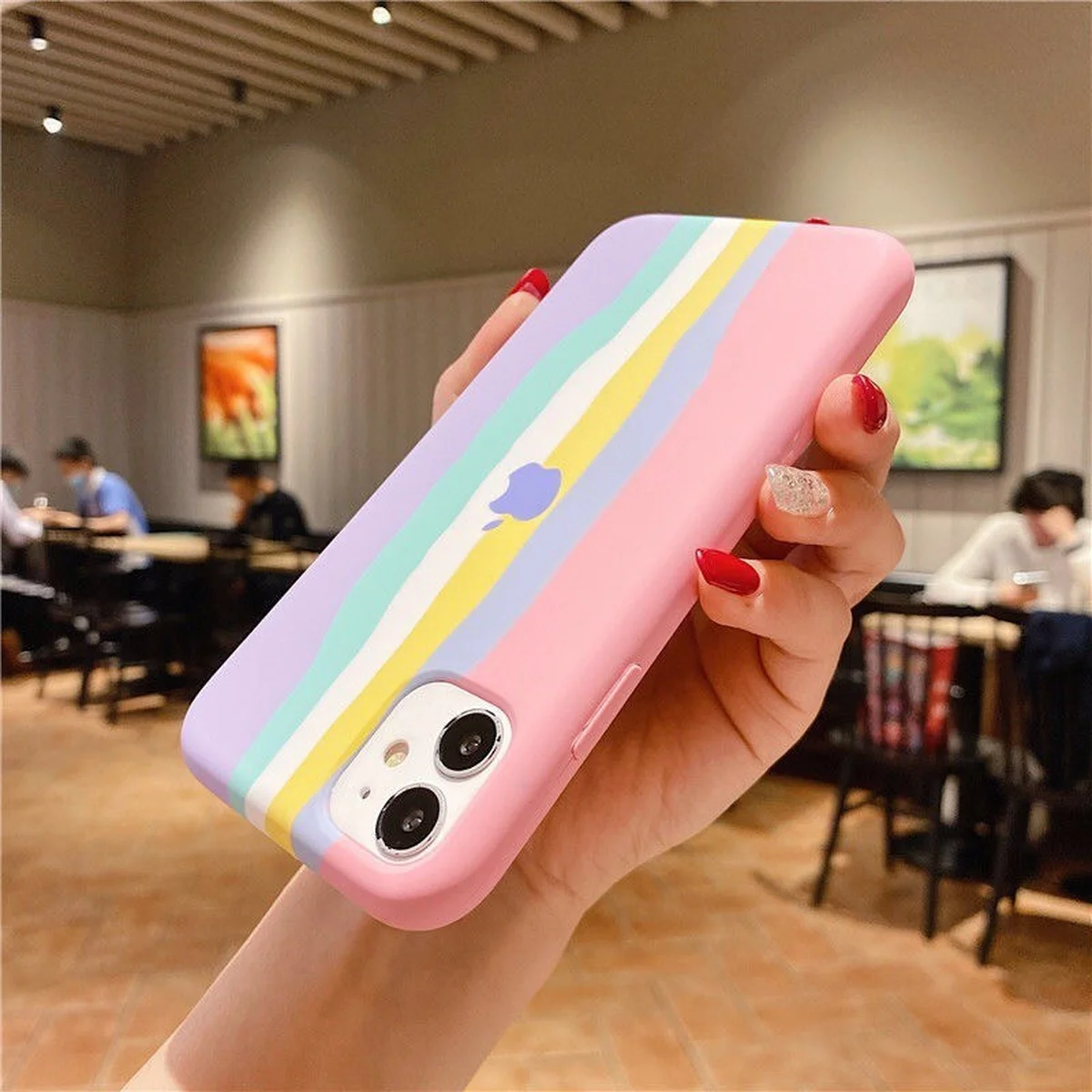 Чохол Silicone case Full Rainbow для Apple iPhone 11 (6.1 ") Рожевий / Бузковий