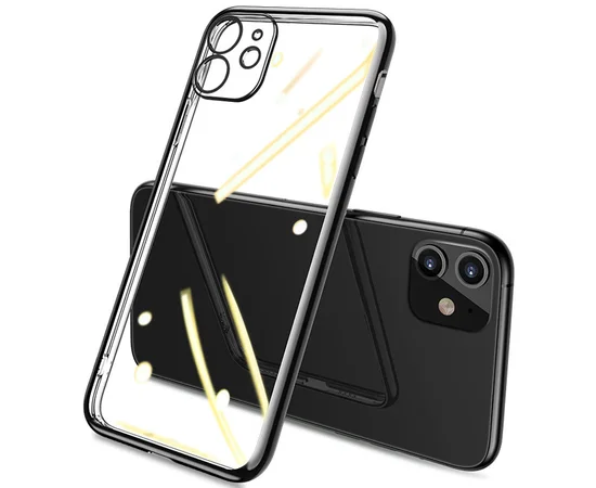 Прозрачный силиконовый чехол с глянцевой окантовкой Full Camera для Apple iPhone 11 (6.1") Черный