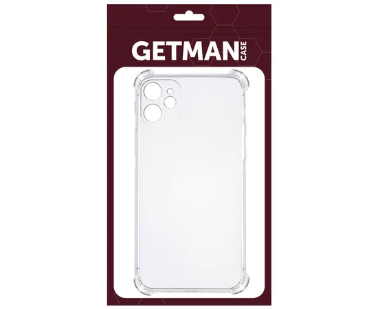 TPU чохол GETMAN Ease logo посилені кути для Apple iPhone 11 (6.1 ") Прозорий / Transparent