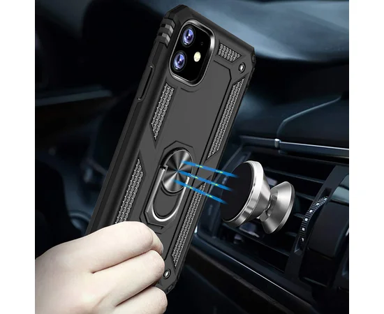 Ударопрочный чехол Serge Ring магнитный держатель для Apple iPhone 11 (6.1") Черный
