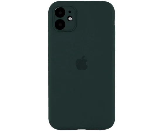 Чохол Silicone Case Square Full Camera Protective (AA) для Apple iPhone 11 (6.1 ") Зелений / Black Green